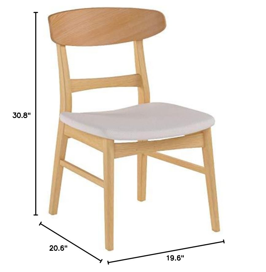 Idalia Dining Chairs, 2-Pcs Set, Light Beige / Oak Finish