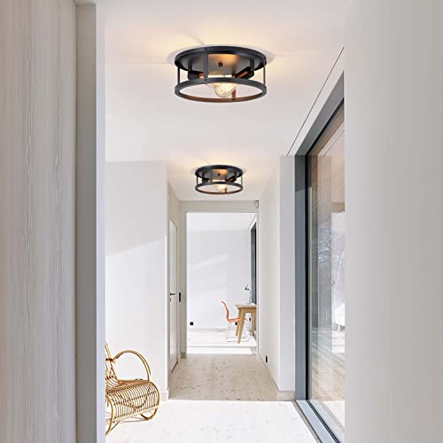 2 Pack Flush Mount Ceiling Light,13 Inch Industrial Farmhouse Ceiling Light Fixture