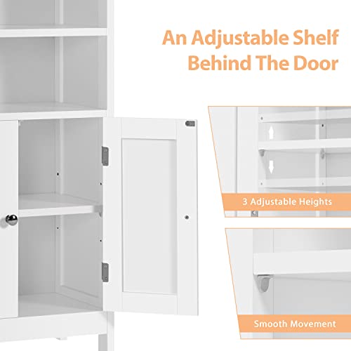 Bathroom Floor Cabinet, Free Standing Cabinet with Double Door and Adjustable Shelves