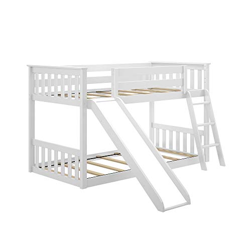 Low Bunk Bed, Twin-Over-Twin Bed Frame For Kids