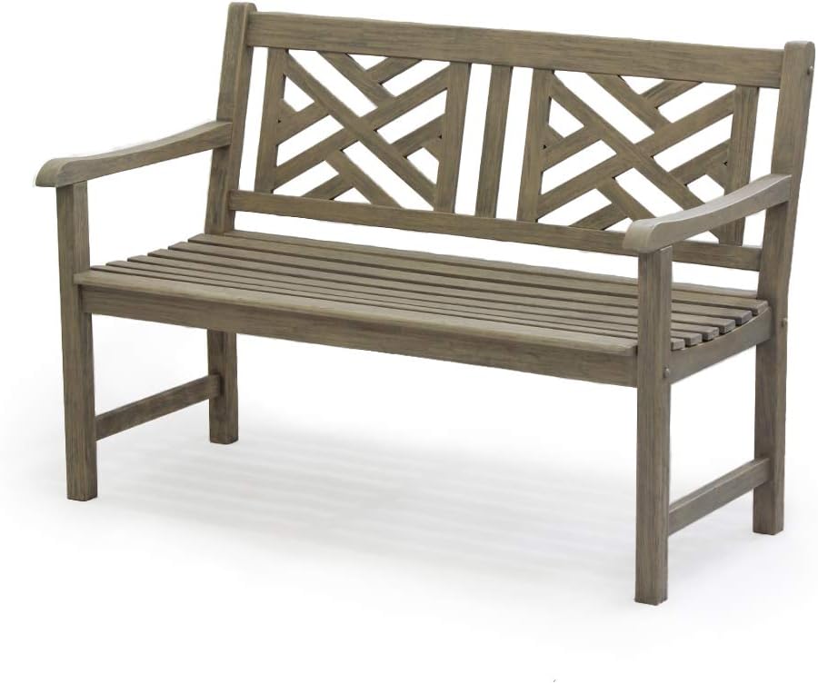 Casual Maine Outdoor Garden Bench for Patio Furniture, 4-Foot, Weathered Gray