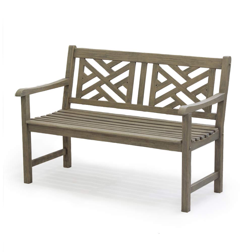 Casual Maine Outdoor Garden Bench for Patio Furniture, 4-Foot, Weathered Gray
