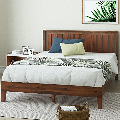 Vivek Deluxe Wood Platform Bed Frame with Headboard