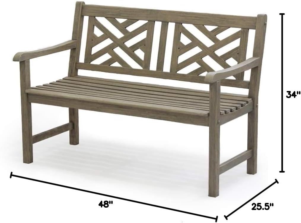 Casual Maine Outdoor Garden Bench for Patio Furniture, 4-Foot, Weathered Gray