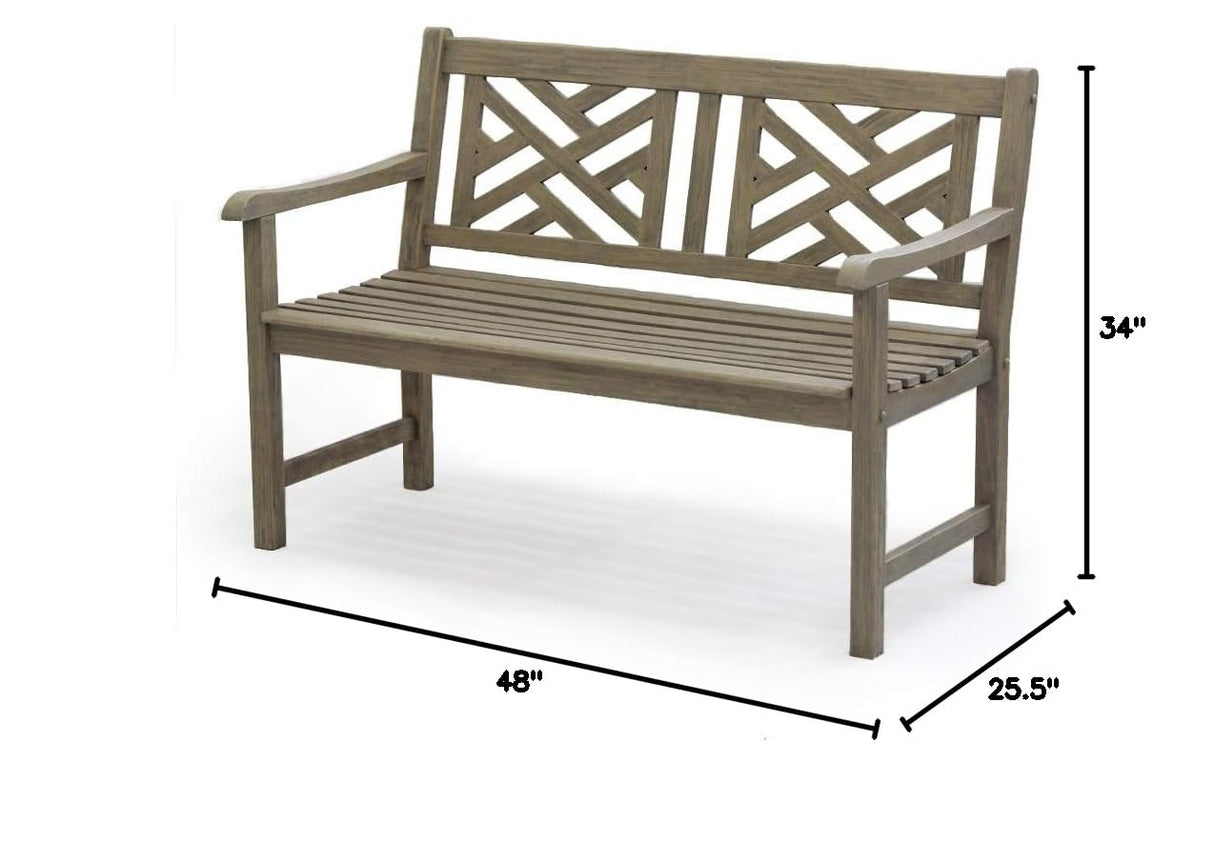 Casual Maine Outdoor Garden Bench for Patio Furniture, 4-Foot, Weathered Gray