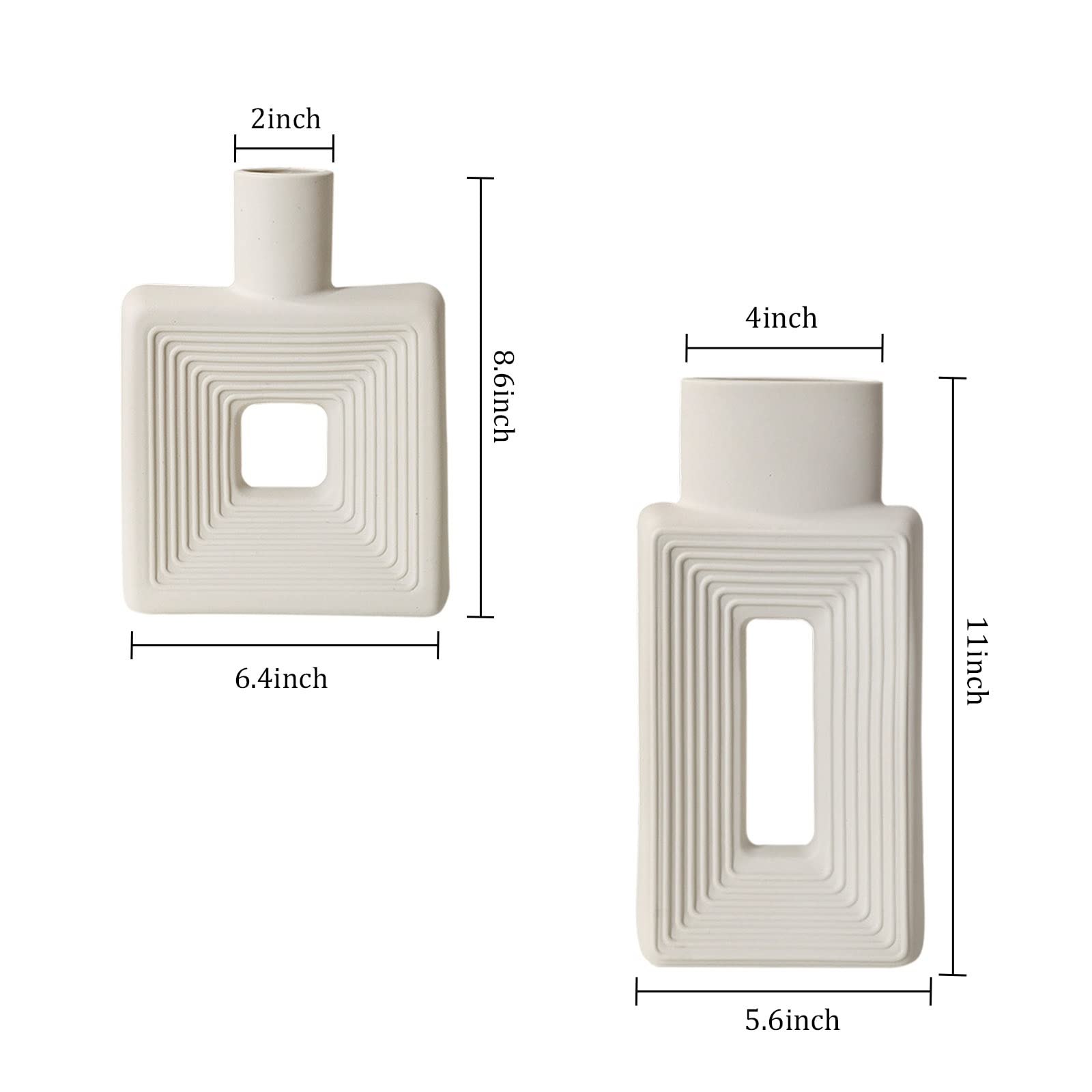 White Ceramic Vase Set of 2