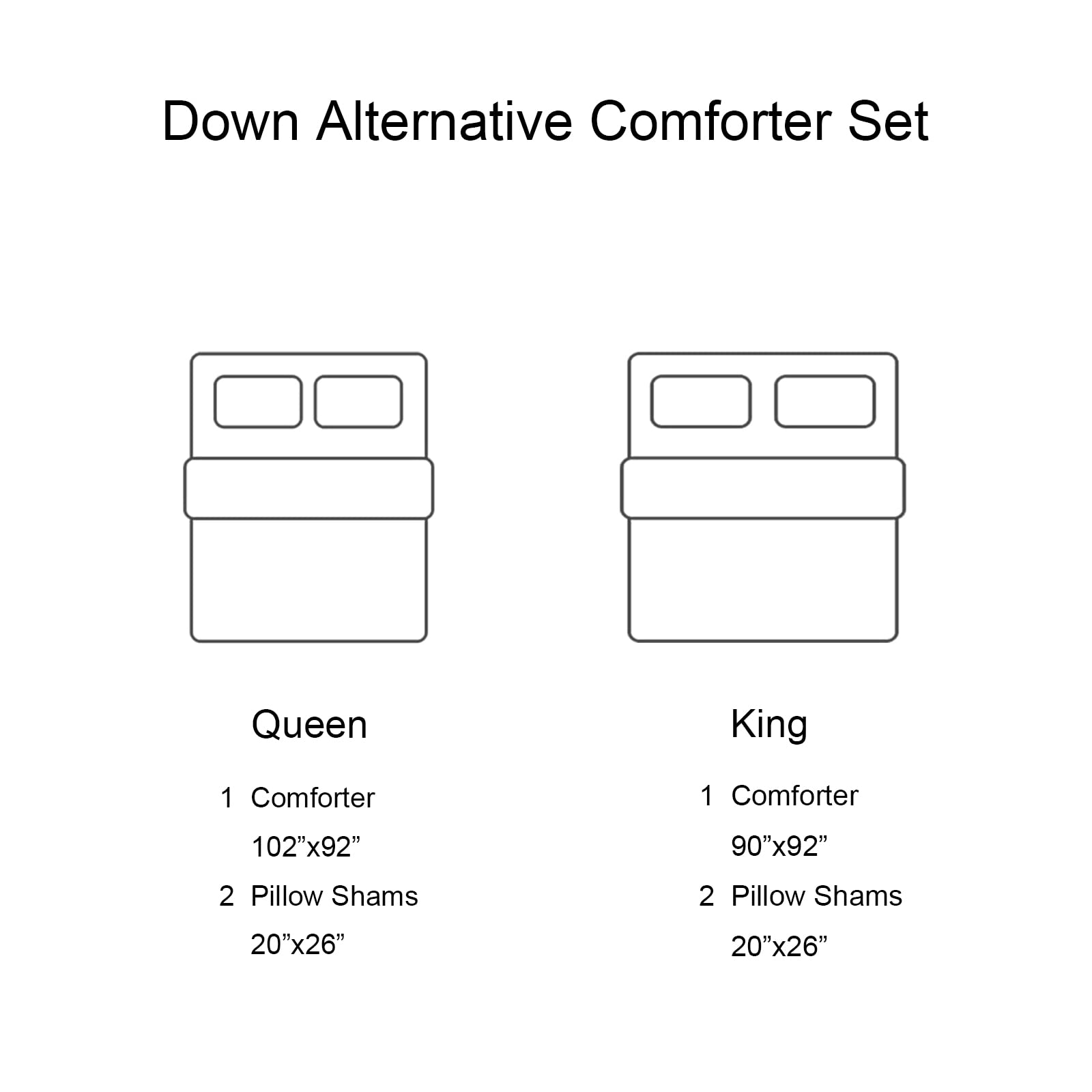 3 Piece Down Alternative Comforter Set Queen Size, All Season Reversible Bed Comforter