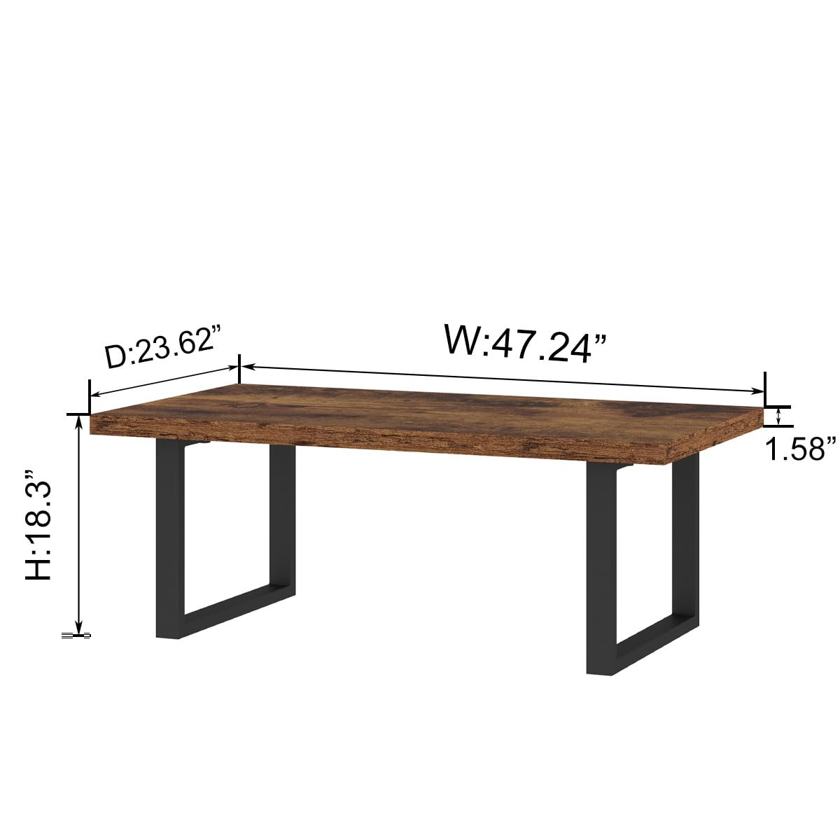 Rustic Living Room Table, Simple Industrial Rectangle Coffee Table