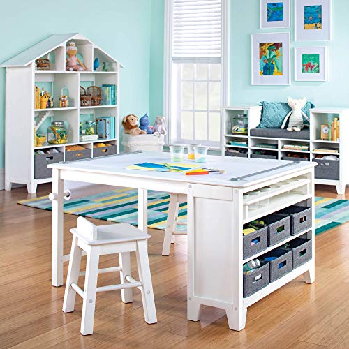 Living and Learning Kids' Art Table and Stool Set (Creamy White)