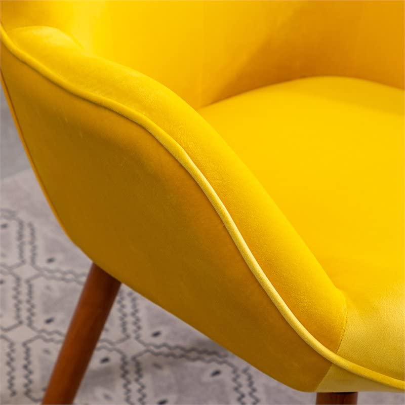 AC155YL Doarnin Silky Velvet Tufted Button Accent Chair, Yellow