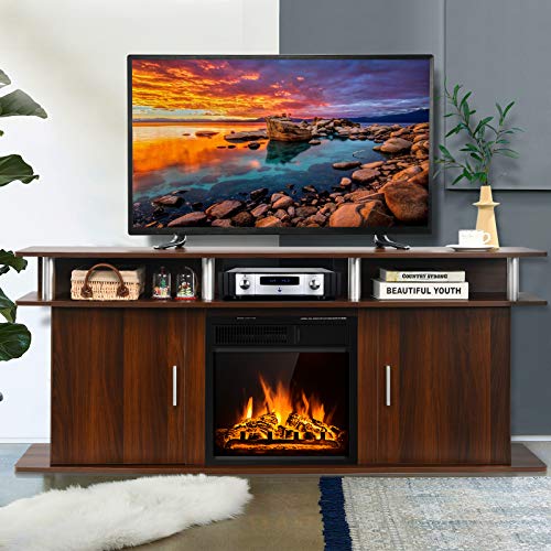 Fireplace TV Stand, Living Room Media Console Table w/1500W Electric Fireplace