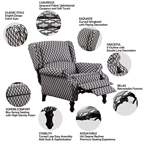 Rosevera Leavitt Living Room Chairs with Padded Seat Sleeper Comfy for bedrooms Lounge Chaise, Standard, Jacquard Navy
