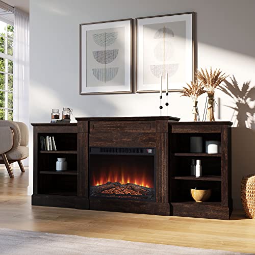 Modern 66 Inch Electric Fireplace Mantel TV Stand & Media Entertainment Center for TVs