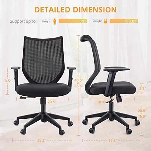 Ergonomic Office Chair Home: Mesh Desk Chair with Adjustable Arms