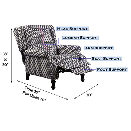 Rosevera Leavitt Living Room Chairs with Padded Seat Sleeper Comfy for bedrooms Lounge Chaise, Standard, Jacquard Navy