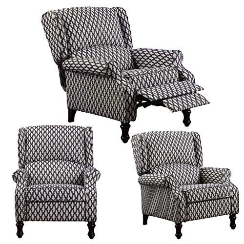 Rosevera Leavitt Living Room Chairs with Padded Seat Sleeper Comfy for bedrooms Lounge Chaise, Standard, Jacquard Navy