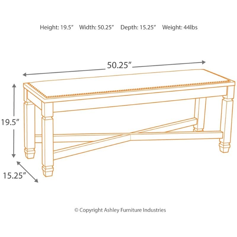 Bolanburg French Country Upholstered Dining Room Bench, Antique White