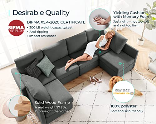 Modular Sofa, Sectional Couch U Shaped Sofa Couch with Storage