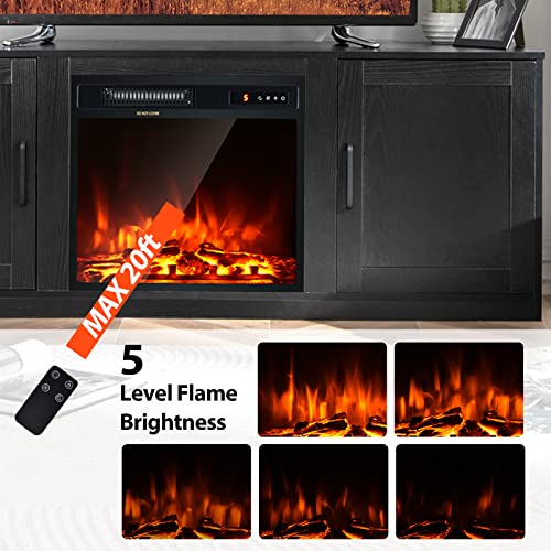 Electric Fireplace TV Stand for TVs up to 65 Inch,with 18 Inch 1500W Faux Fireplace