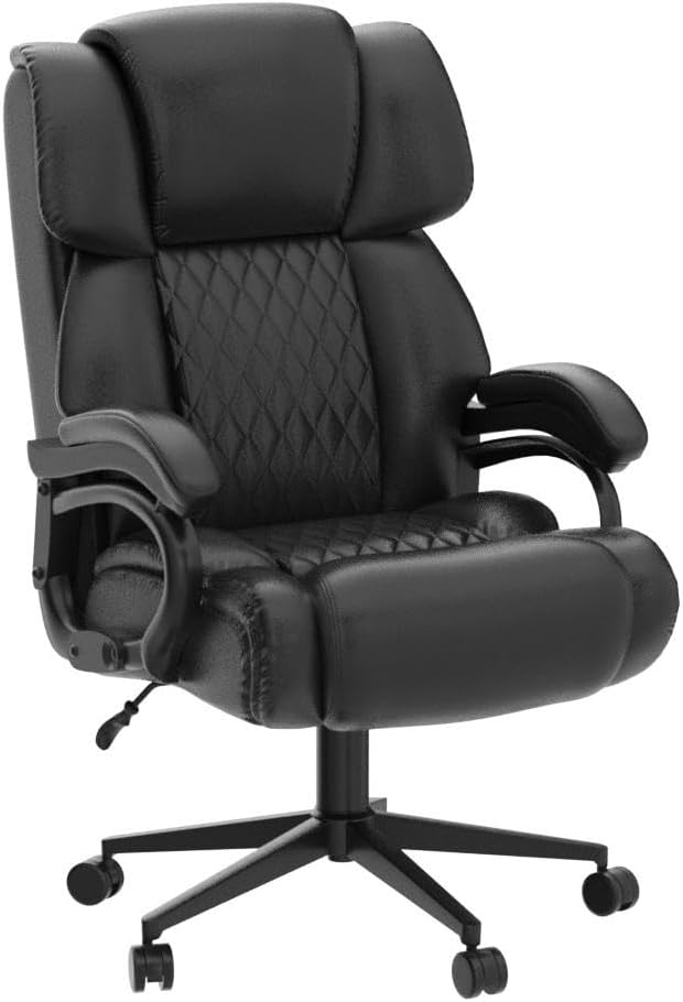 High Back Big & Tall 400lb Office Chair - Heavy Duty Metal Base
