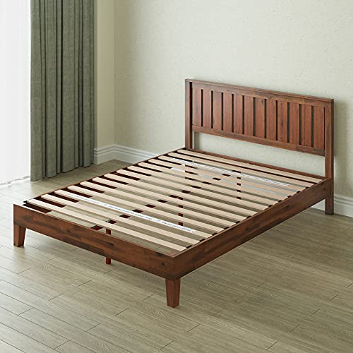 Vivek Deluxe Wood Platform Bed Frame with Headboard