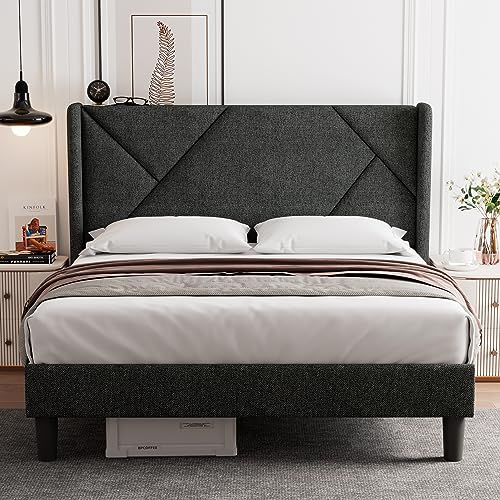 Queen Size Platform Bed Frame with Headboard