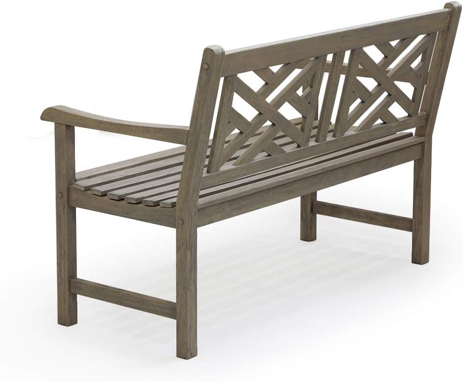 Casual Maine Outdoor Garden Bench for Patio Furniture, 4-Foot, Weathered Gray