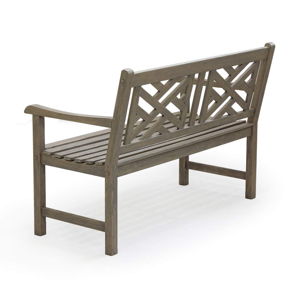 Casual Maine Outdoor Garden Bench for Patio Furniture, 4-Foot, Weathered Gray