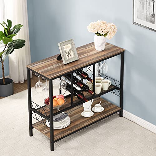 Industrial Wine Rack Table for Liquor and Glasses