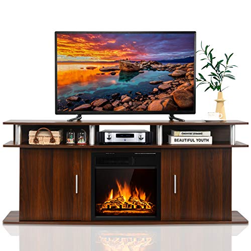 Fireplace TV Stand, Living Room Media Console Table w/1500W Electric Fireplace