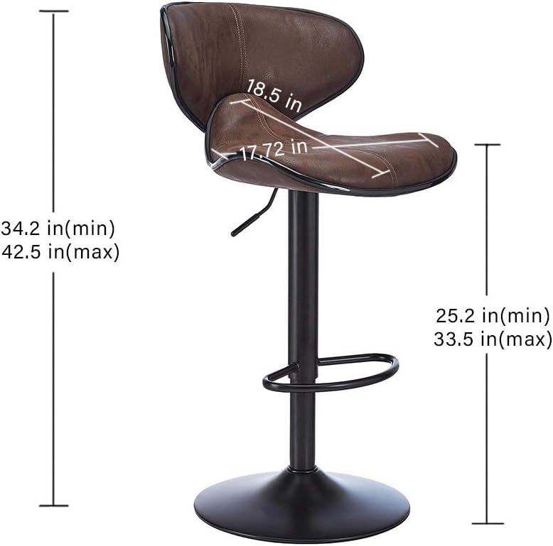 Stools Swivel Adjustable Barstool, Counter Height Chairs w/Backrest