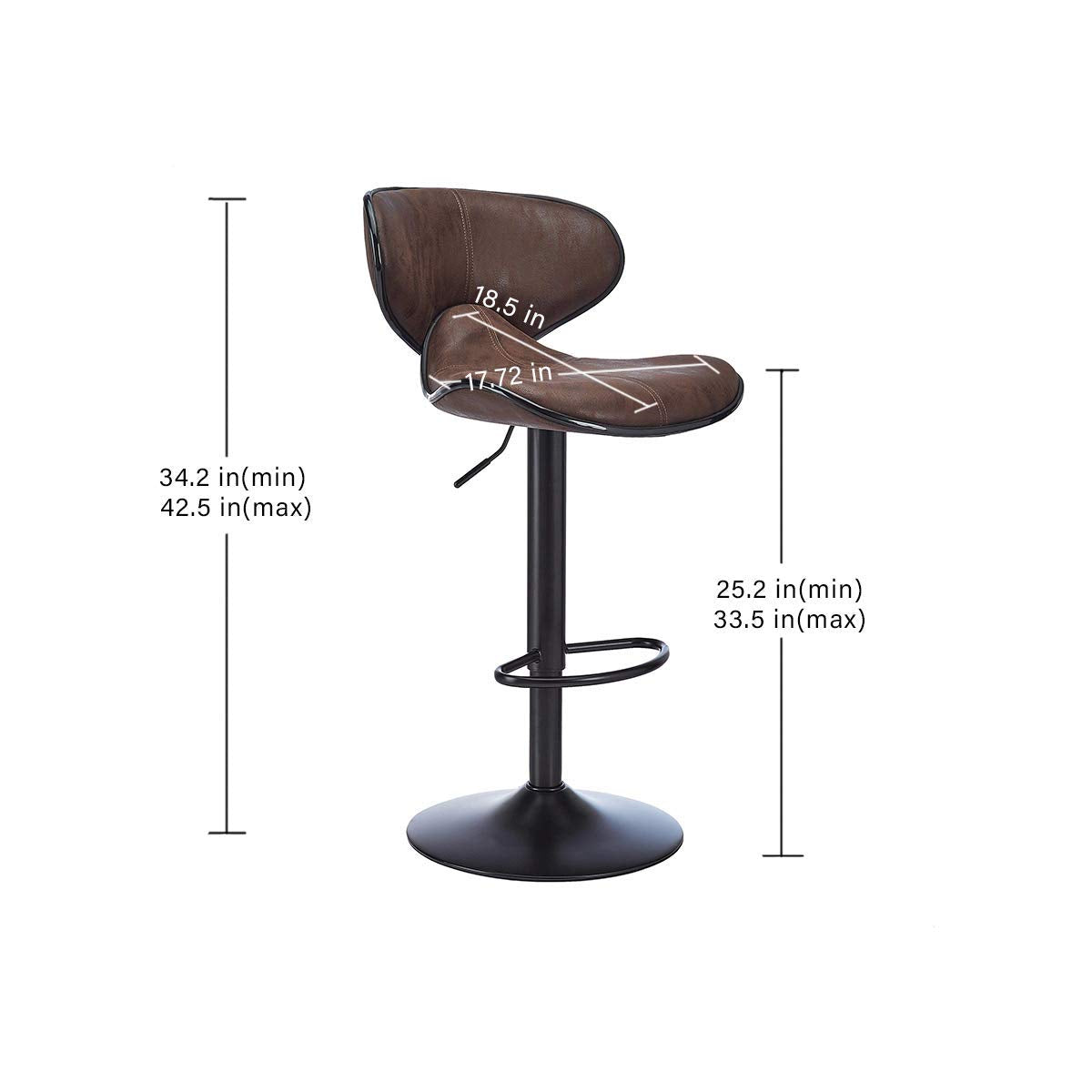 Stools Swivel Adjustable Barstool, Counter Height Chairs w/Backrest