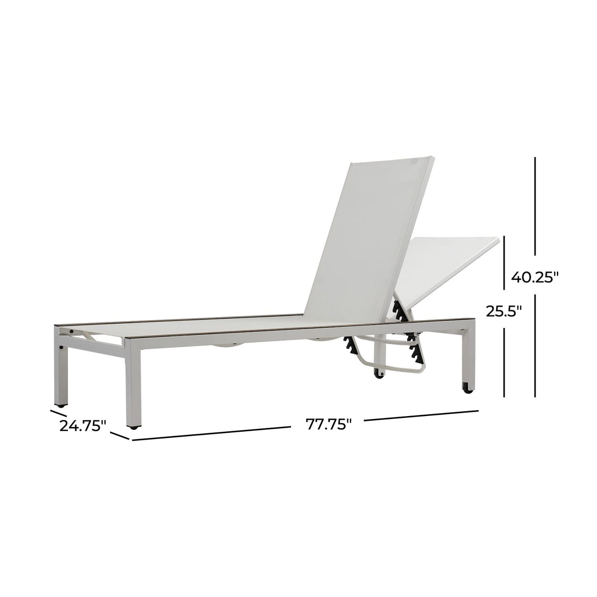 Outdoor Chaise Lounge Mesh Sling Steel Chairs with Woodgrain Texture