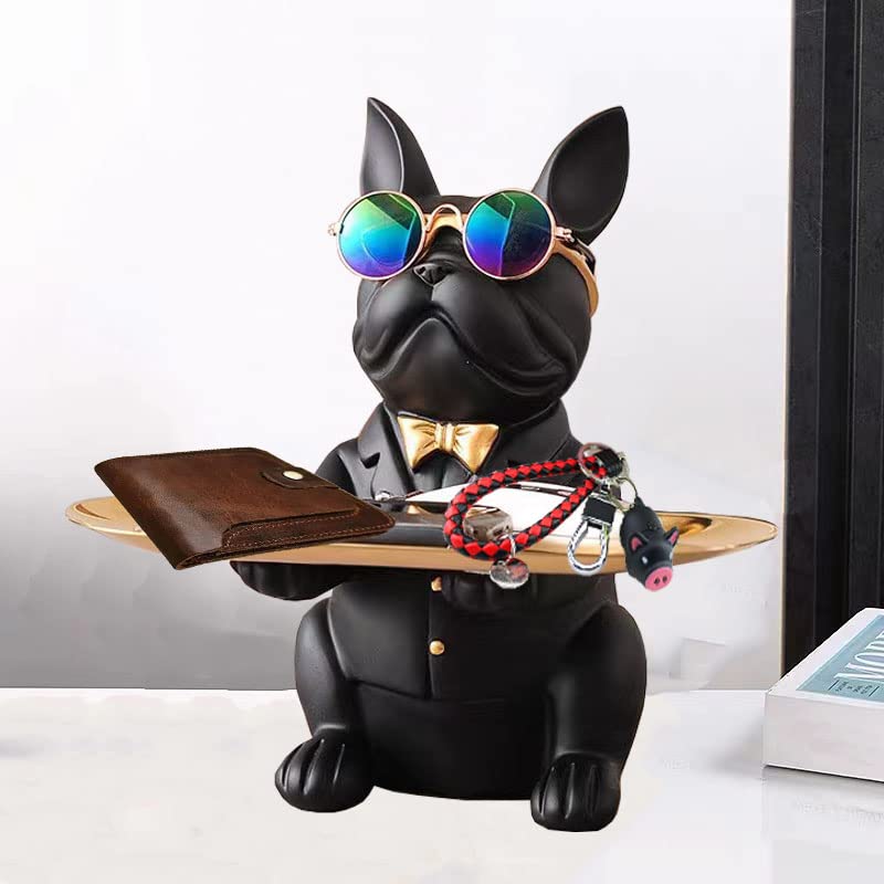 Resin Bulldog Desk Storage Statue Good Storage Box for Keys