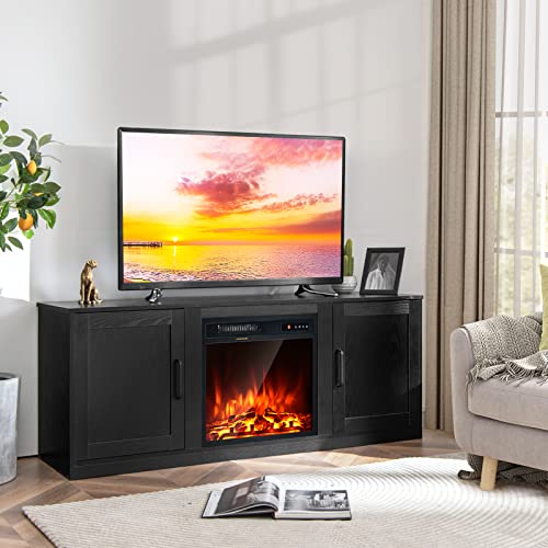 Electric Fireplace TV Stand for TVs up to 65 Inch,with 18 Inch 1500W Faux Fireplace