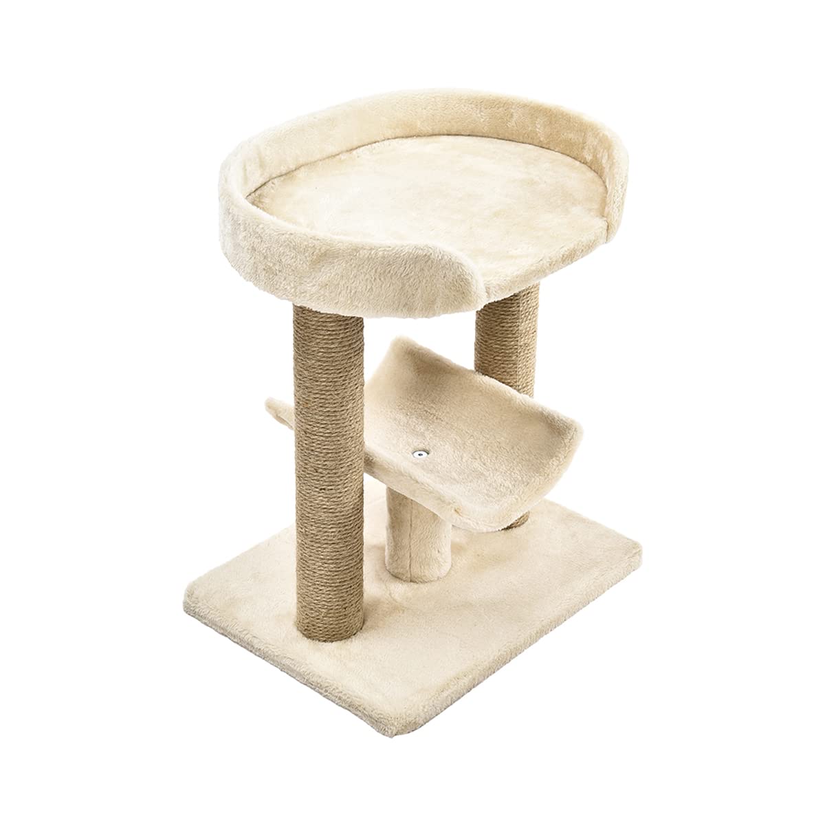 Top Platform Cat Tree With Scratching Post - 18 x 14 x 22 Inches, Beige