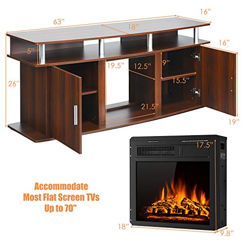 Fireplace TV Stand, Living Room Media Console Table w/1500W Electric Fireplace