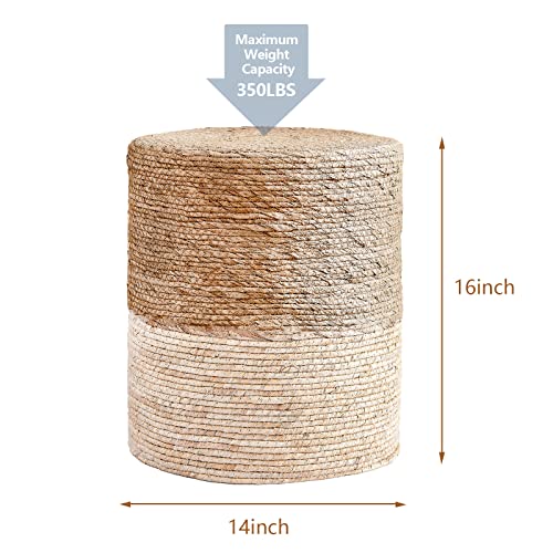 Ottoman Poof, Natural Seagrass Poufs, Hand Weave Round Footstool