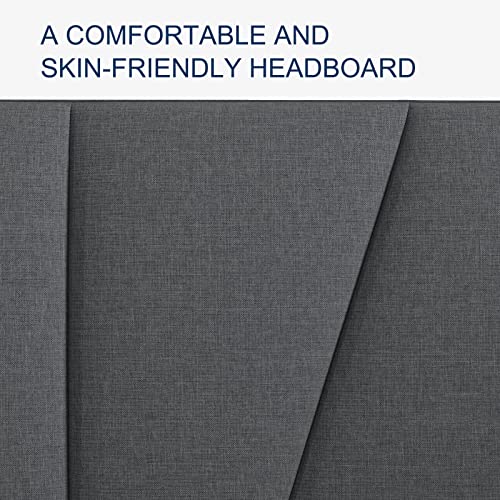 Queen Bed Frame Upholstered Platform with Headboard and Strong Wooden Slats