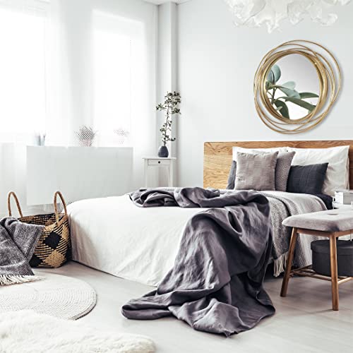 Round Gold Mirror 27.5" for Living Room Wall Decor,