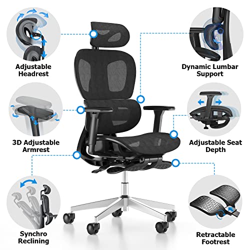 Ergonomic Mesh Office Chair with 3D Adjustable Armrest