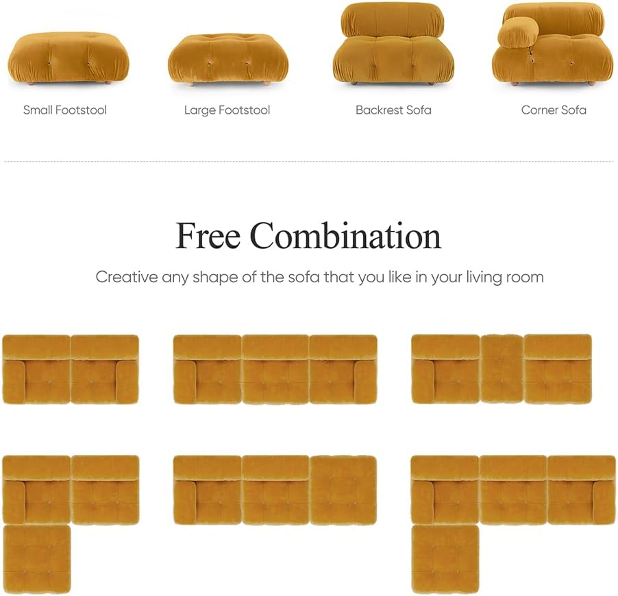 Sectional Couches for Living Room, Sectional Sofa Couch, Soft and Comfy Cloud Sofas, Modern Floor Sofa Furniture Sets