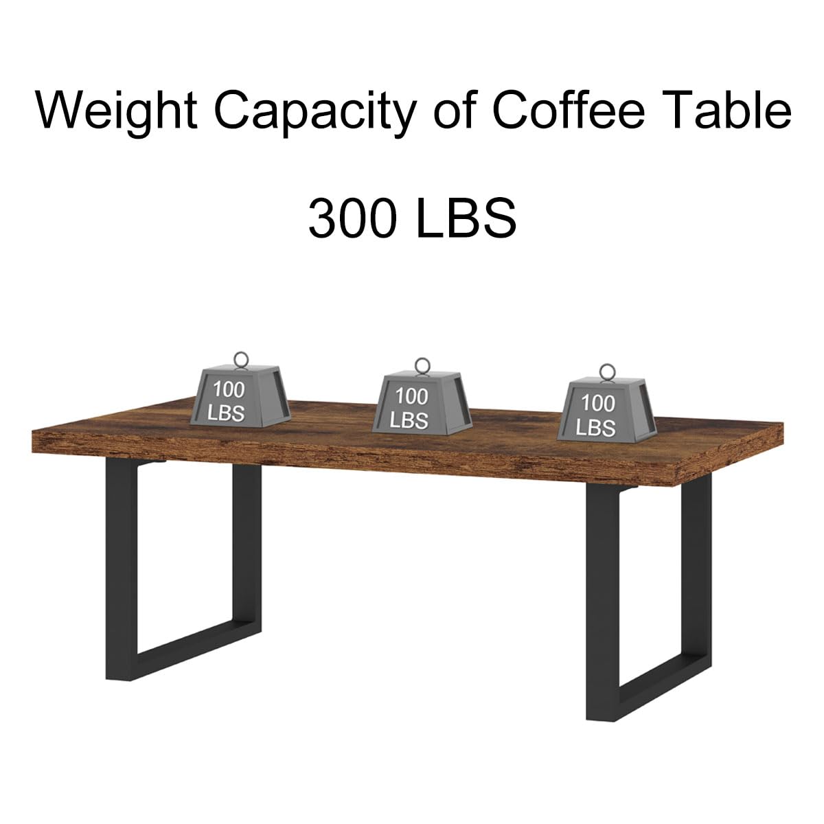 Rustic Living Room Table, Simple Industrial Rectangle Coffee Table