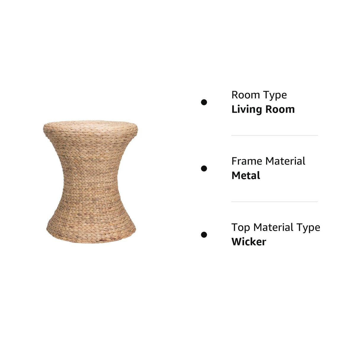 Hourglass Water Hyacinth Wicker Table, Natural