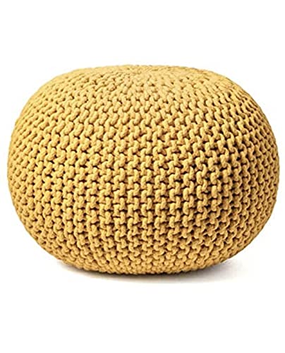 Frelish Decor Round Pouf Ottoman Hand Knitted Cotton Pouf Footrest