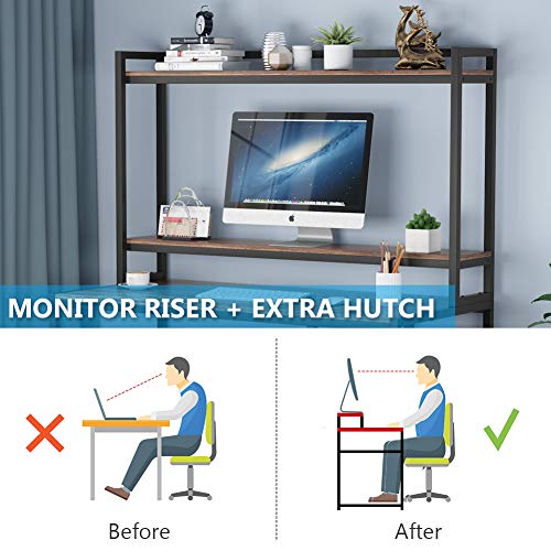 Computer Desk with Hutch and Shelves, 47 Inches Home Office Desk with Bookshelves