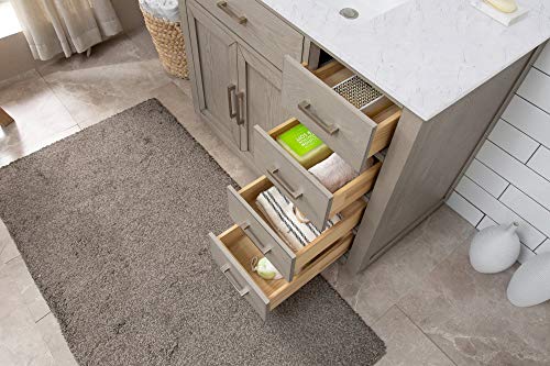 Grace 42-Inch Mid-Century Bathroom Sink Vanity Set with Carrara White Quartz Top