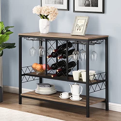 Industrial Wine Rack Table for Liquor and Glasses