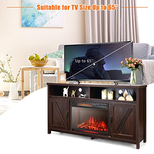 Electric TV Stand, for TVs up to 65 Inches, with 25 Inch 1350W Reccessed Faux Fireplace