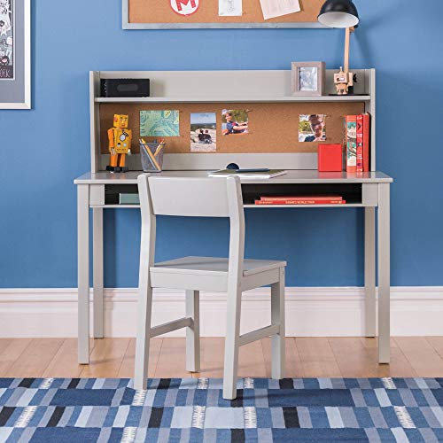 Living and Learning Kids' Desk with Hutch and Chair Set - Gray (Ages 5-12 Years)